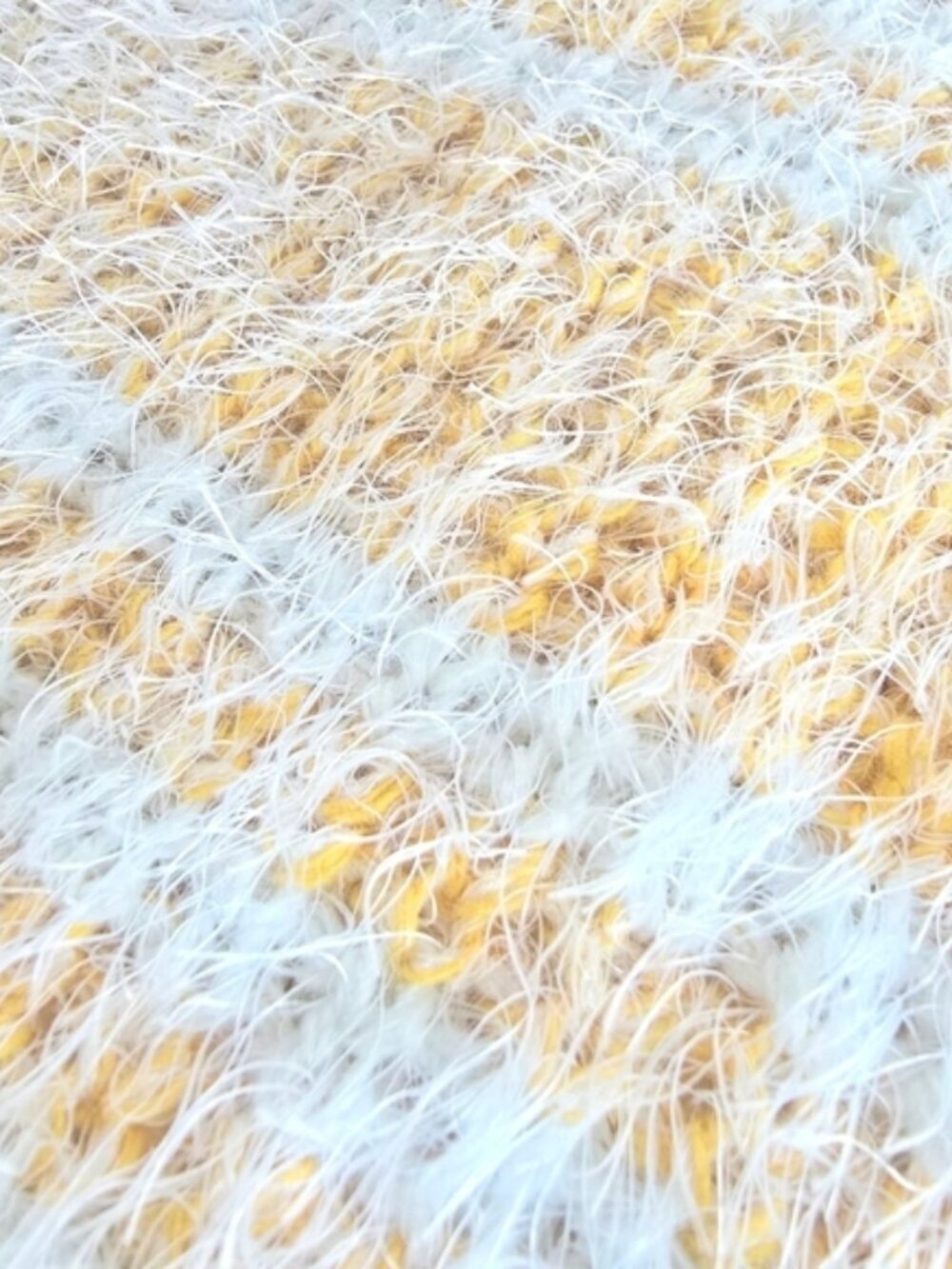 XY Fashion Fuzzy Striped Crewneck Sweater Cottagecore Preppy Butter Yellow S/M - Picture 16 of 16